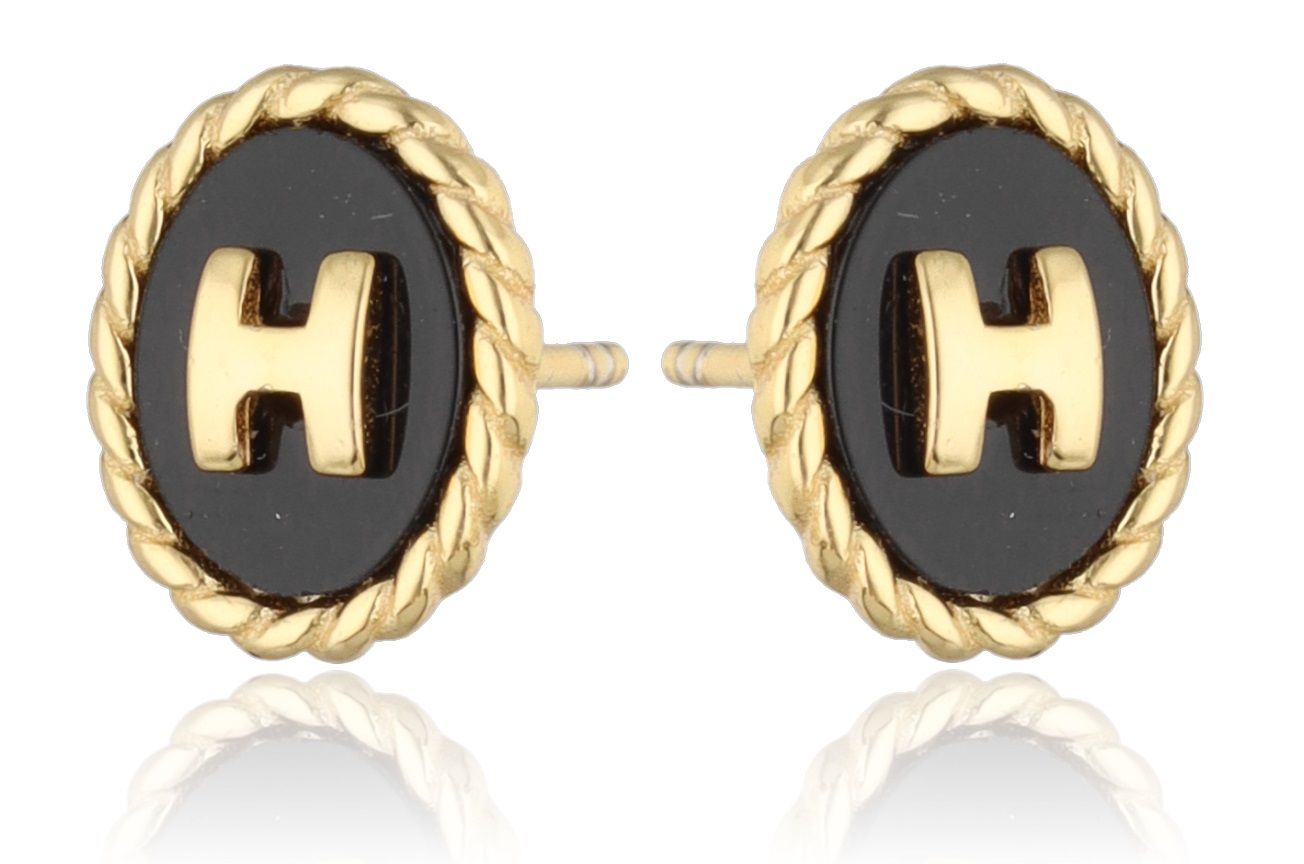 Silver Earrings onyx gold plated 10m