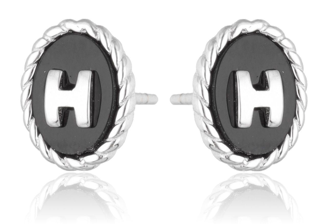 Silver Earrings black onyx 13.8m