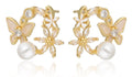 Silver Earrings pearl butterfly gold plated 18.8m