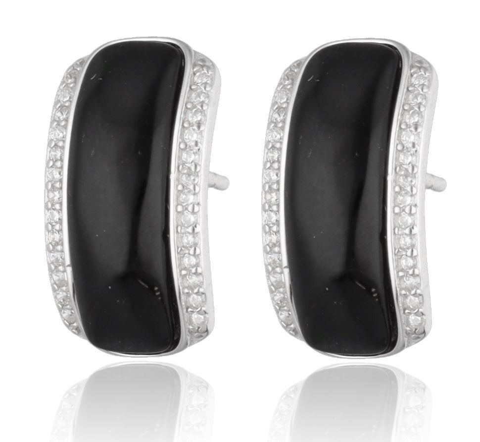 Silberohrringe Onyx 16mm