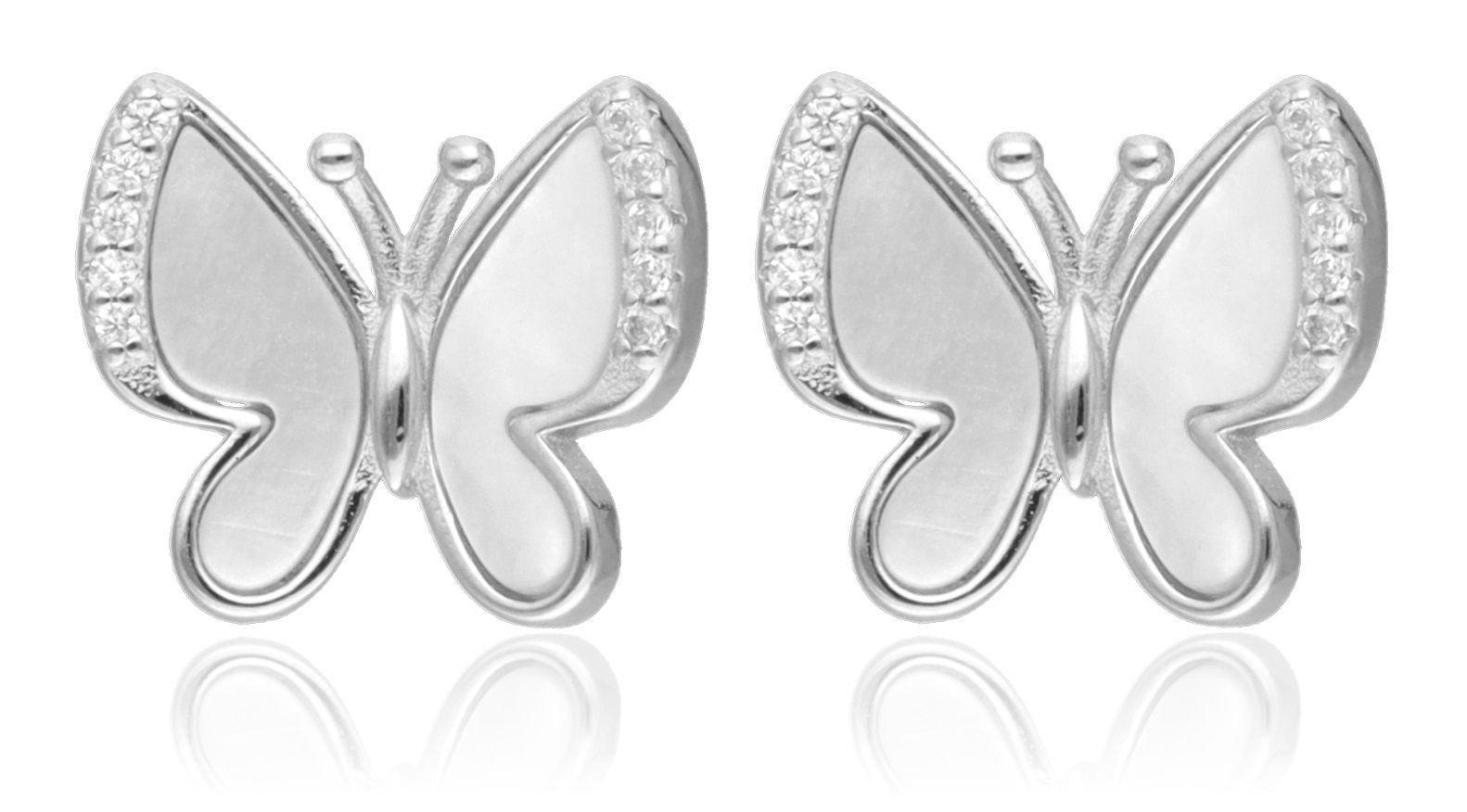 Silver Earrings shell butterfly 12m