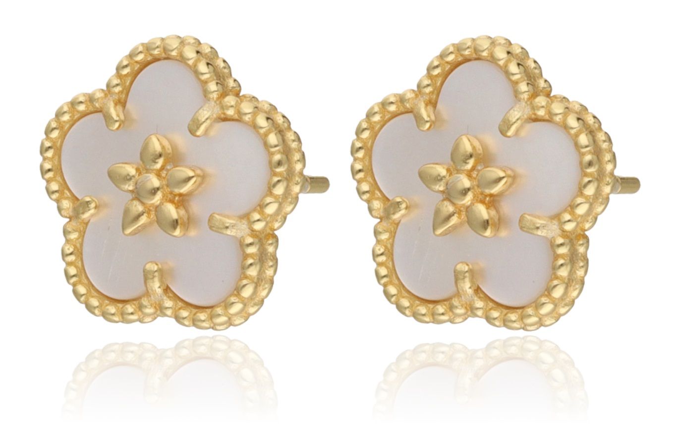 Silver Earrings shell flower gold plated 12m