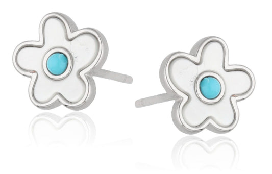 Silver Earrings Shell Flower 9M
