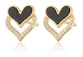 Silver Earrings onyx heart gold plated 10m