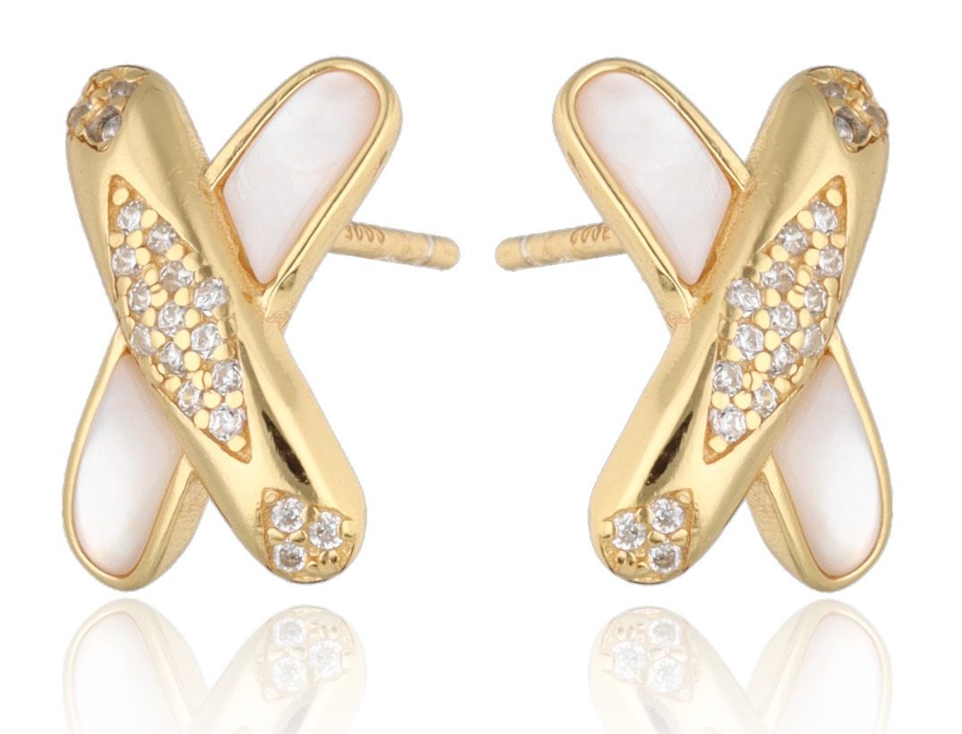 Silver Earrings 13m shell gold plated