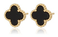 Silver Earrings gold plated black onyx clover Moroccan 10.6m