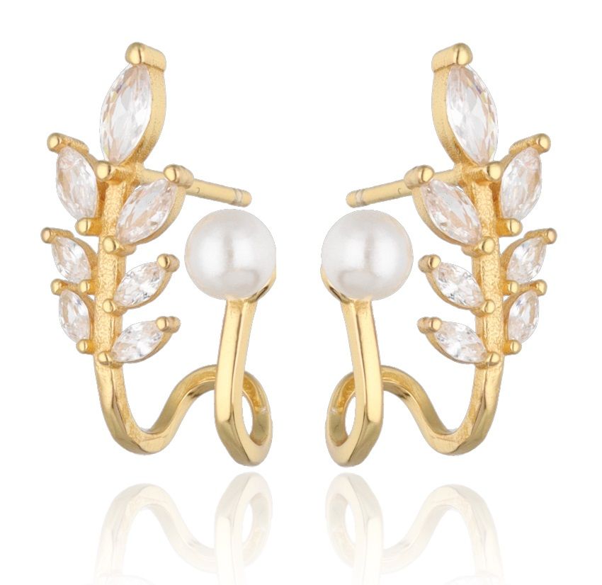 Silver Earrings pearl gold plated 16.3m
