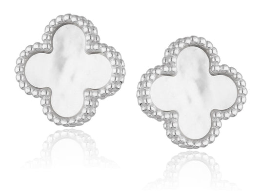 Silver Earrings Shell Moroccan Clover 14.8 M