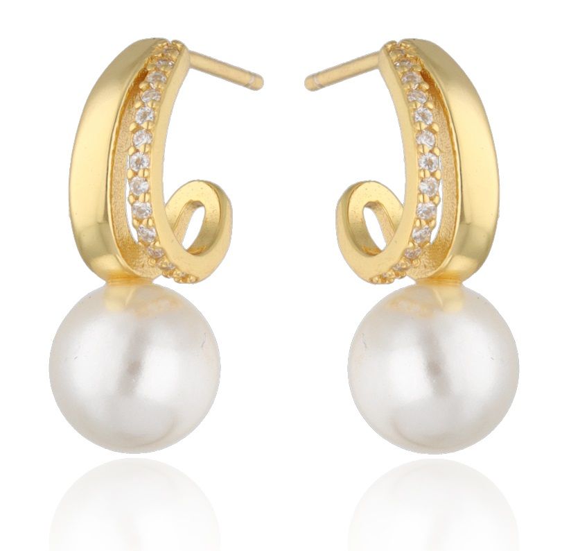 Silver Earrings pearl gold plated 19.2m