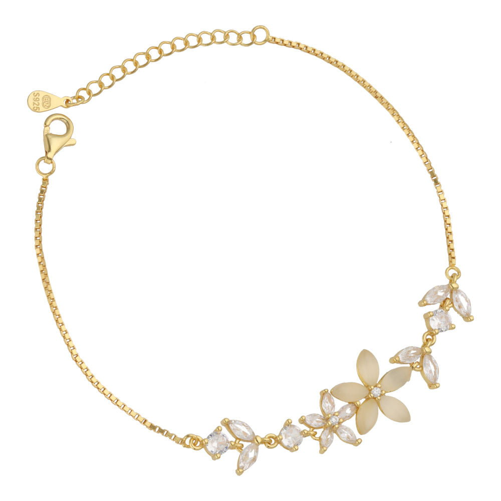 Silver Bracelet flower gold plated