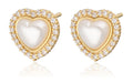 Silver Earrings pearl heart gold plated 10m
