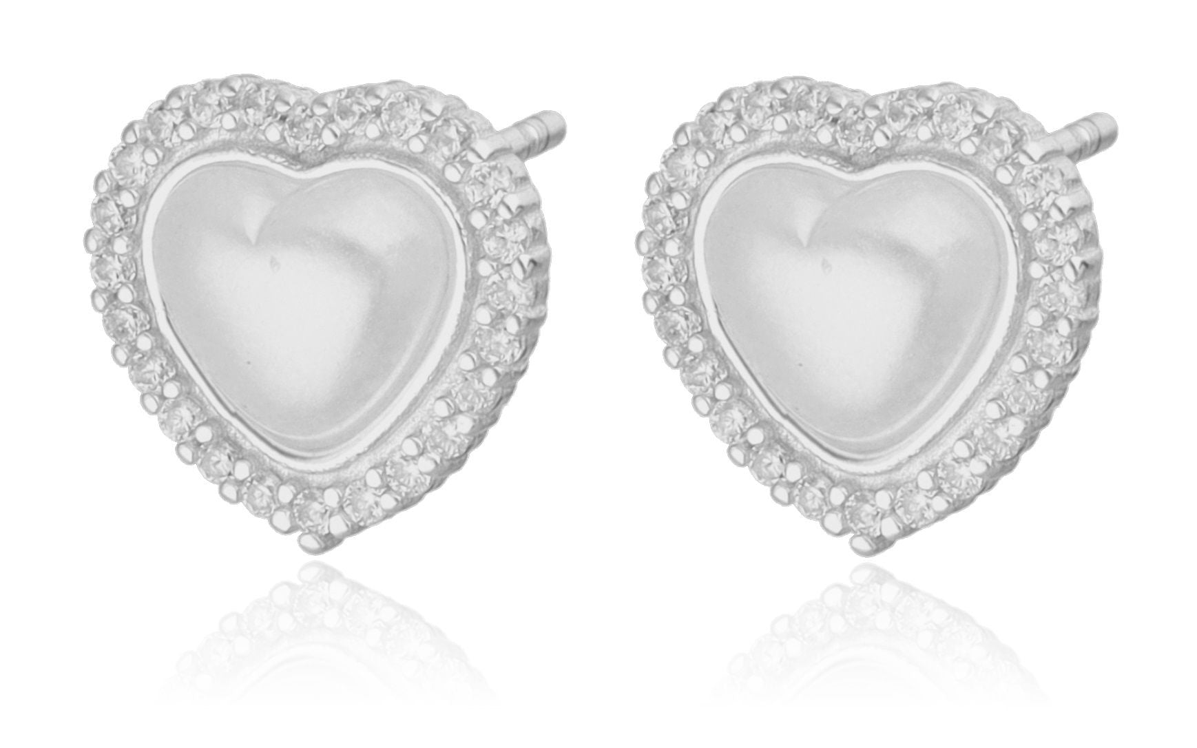 Silver Earrings heart pearl 10m