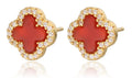 Silver Earrings Moroccan Clover with Red Onyx stone | 10.2 mm