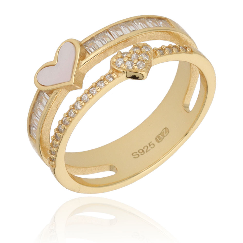 Silver Ring heart shell gold plated US size: #6; #6.5; #7; #7.5; #8 #8.5