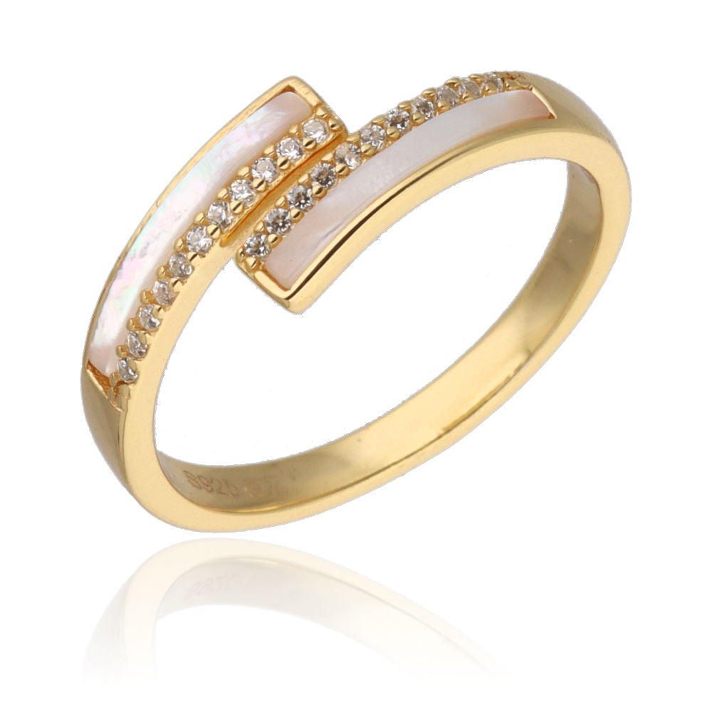 Silver Ring with Mother of Pearl | Gold Plated | US sizes #6; #6.5; #7; #7.5; #8 #8.5