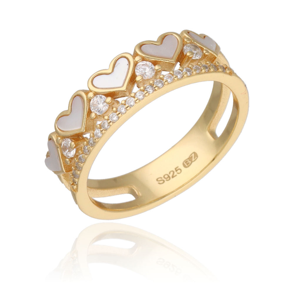 Silver Ring heart shell gold plated US size: #6; #6.5; #7; #7.5; #8 #8.5