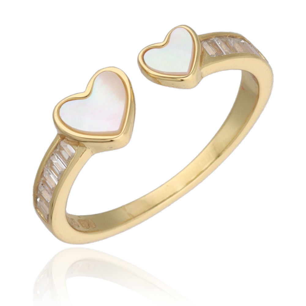 Silver Ring heart shell gold plated US size: #6; #6.5; #7; #7.5; #8 #8.5
