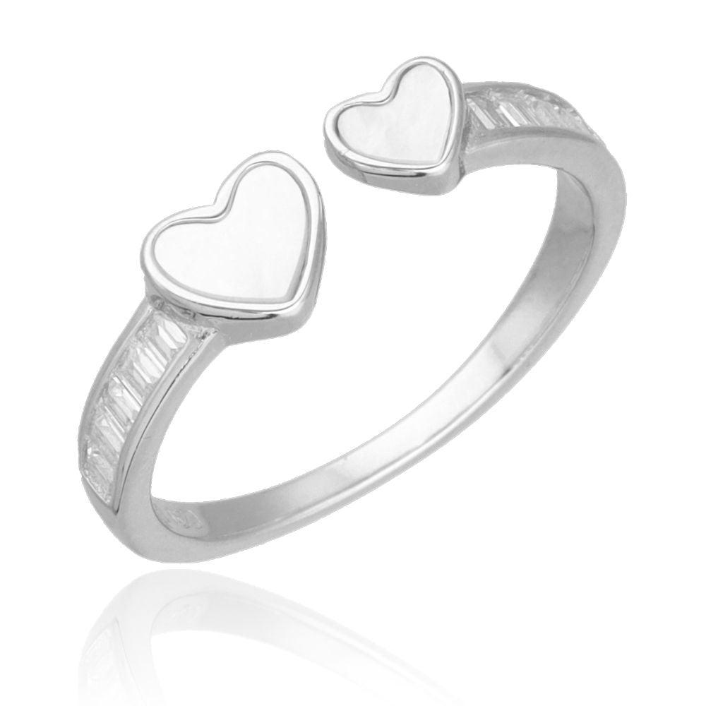Silver Ring heart shell 5.5m US size: #6; #6.5; #7; #7.5; #8 #8.5
