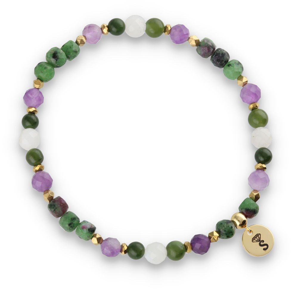 Silberarmband -30 % Amethyst, Hämatit, Jaspis, Smaragd, Mondstein