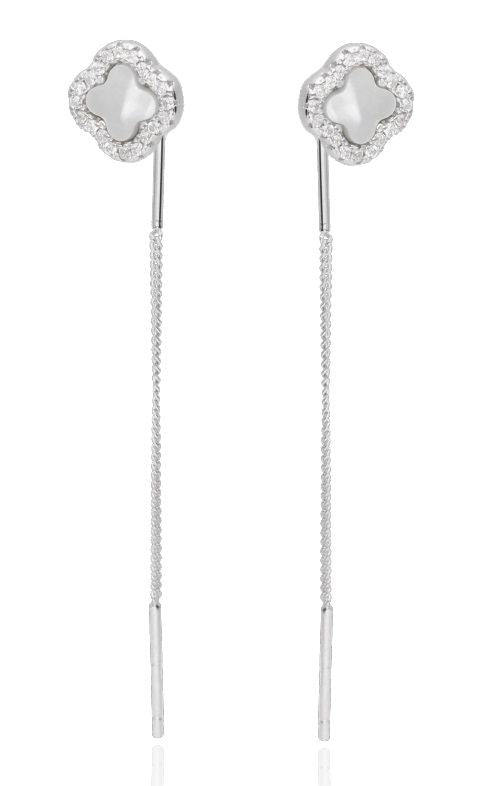 Silver Earrings dragged shell Moroccan clover 11+30m