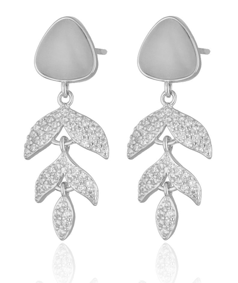 Silver Earrings Floral with a Pearl 31.2m