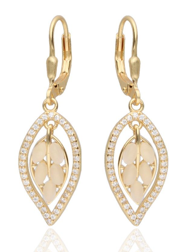 Silver Earrings gold plated English, long 19.3 m