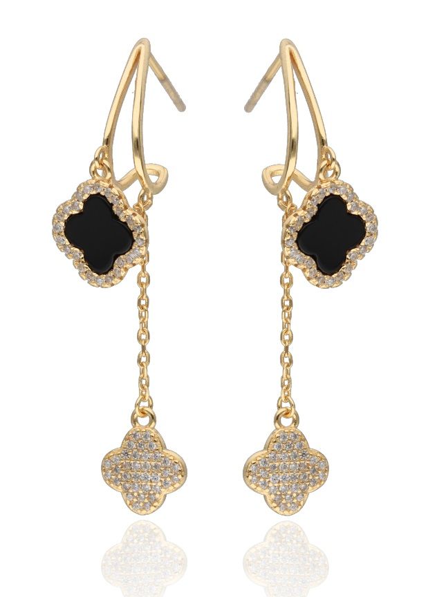 Silver Earrings gold plated Moroccan clover