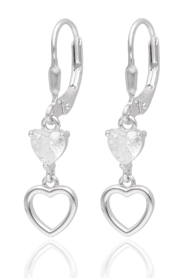 Silver Earrings English long heart 15.5m
