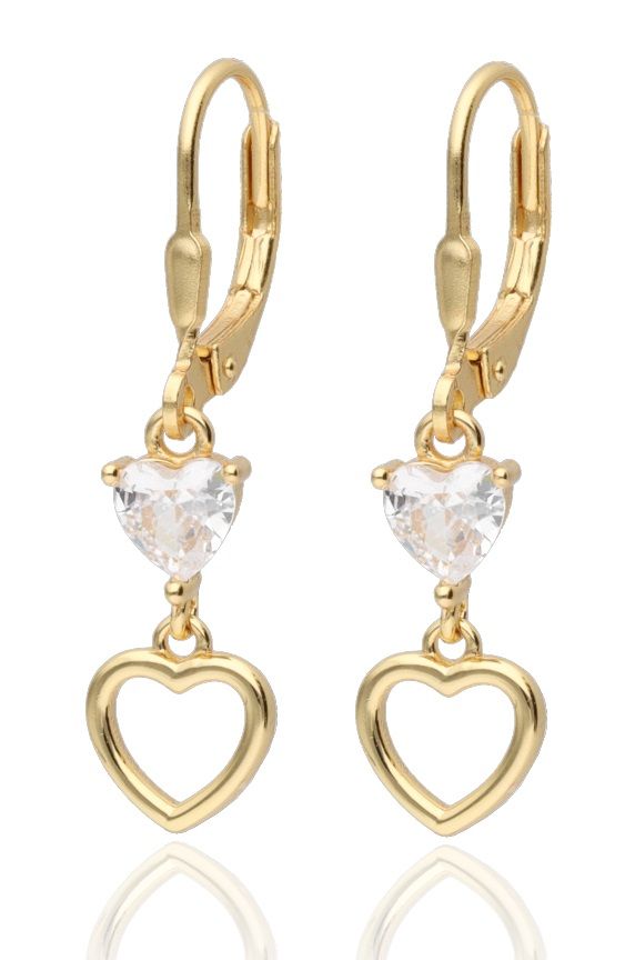 Silver Earrings NEW gold plated English long heart 15.5m