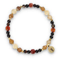 Silberarmband –30 % Kaffee-Achat, Streifenachat, gelber Citrin, Hämatit