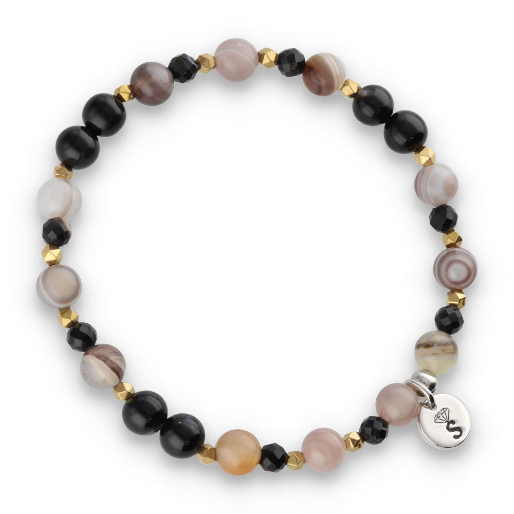Silver Bracelet -30% agate, hematite
