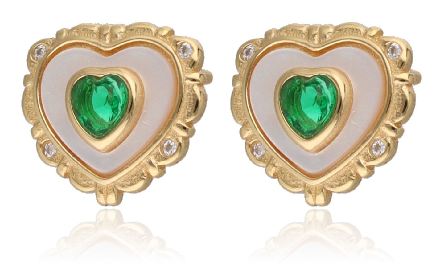 Silver Earrings heart shell gold plated 10m