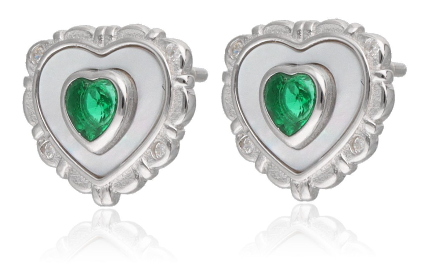 Silver Earrings heart shell 10m