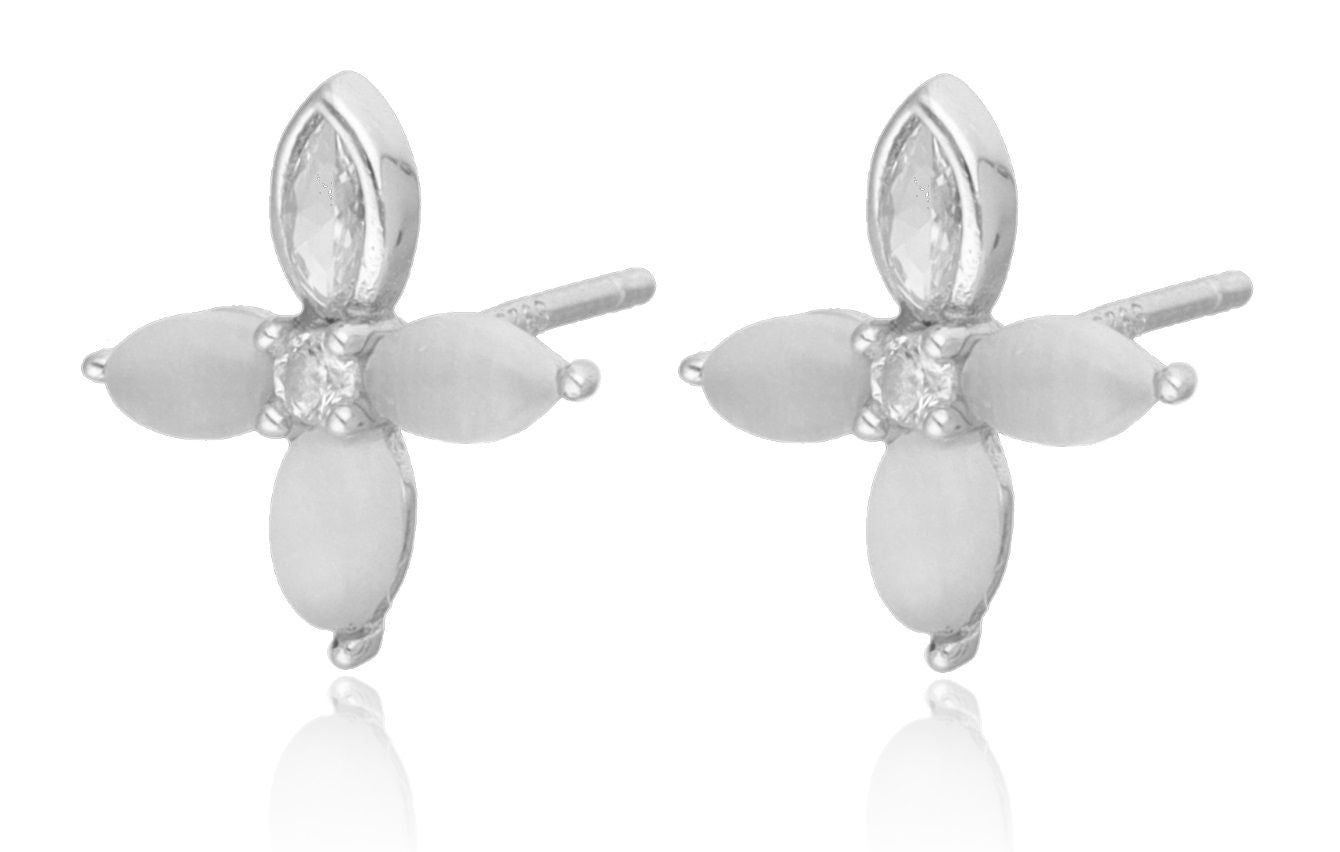 Silver Earrings crystal flower 11.4m