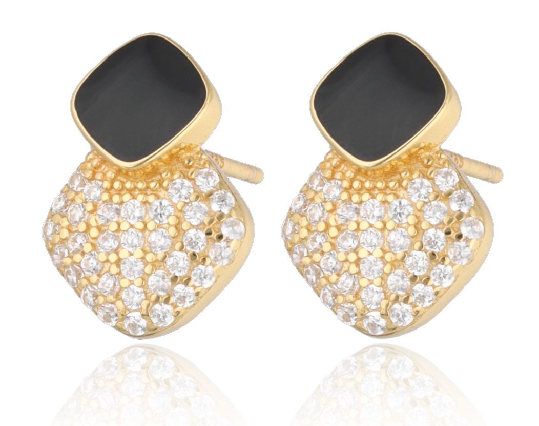 Silver Earrings gold plated enamel 14m