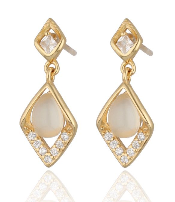 Silver Earrings gold plated crystal 20m