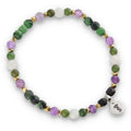 Silberarmband -30% Amethyst, Hämatit, grüner Jaspis, roter Smaragd, Mondstein