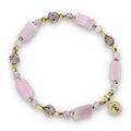 Silver Bracelet -30% Smoky quartz, Purpurite, Ghost quartz, Hematite
