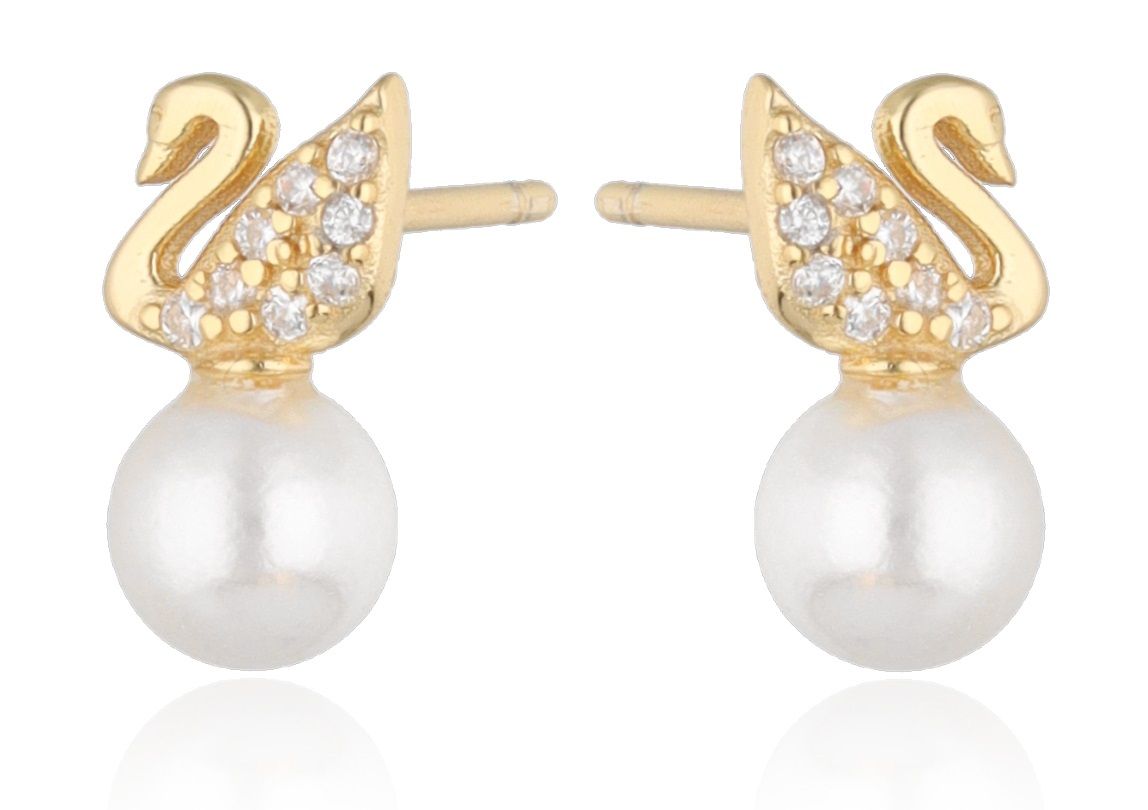 Silver Earrings gold plated pearl 10.2 m