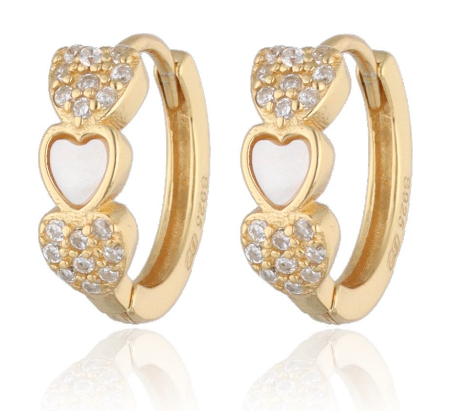 Silver Earrings gold plated shell heart 14m