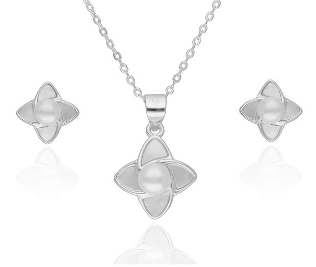 Silberschmuck-Set NEU Perlmutt 13mm 10mm 43+3cm