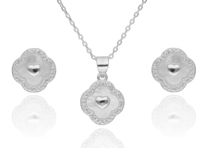 Silberschmuck-Set Länge 43+3 Muschel 12 mm Marokkanisches Kleeblatt