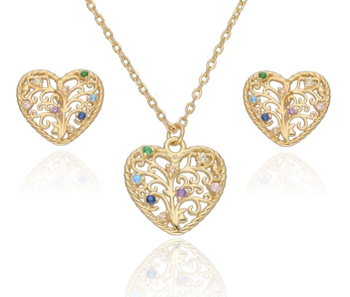 Silberschmuck-Set Herz vergoldet 13mm 11mm