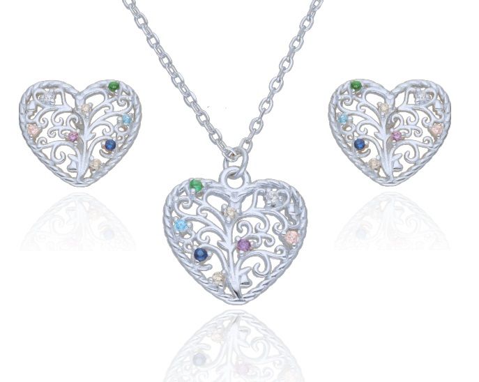 Silberschmuck-Set Herz Länge 43+3