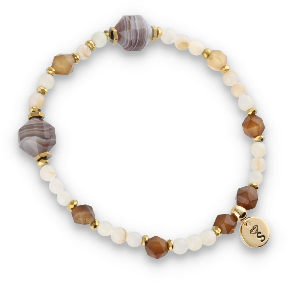 Silver Bracelet -30% pearl, hematite, agate
