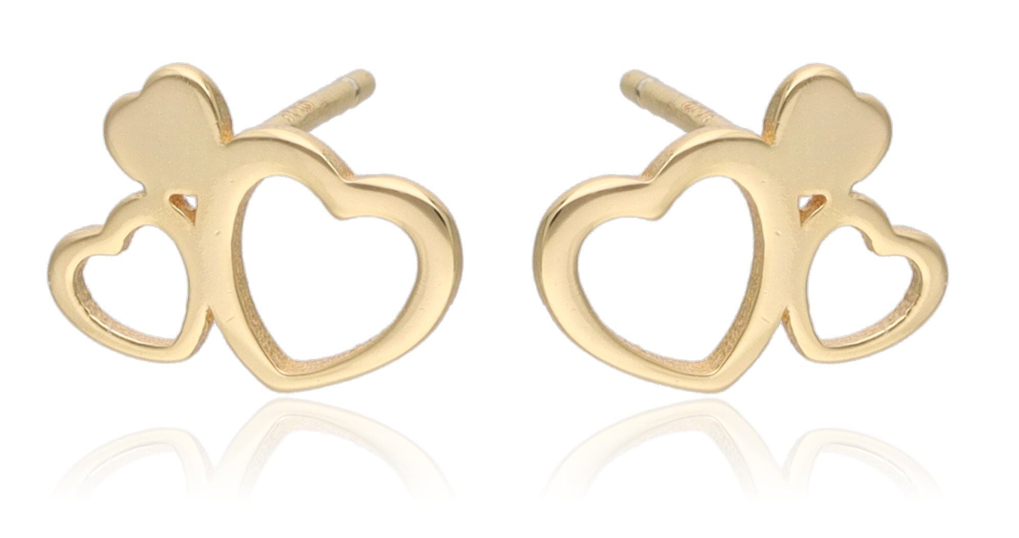 Silver Earrings gold plated heart 10m
