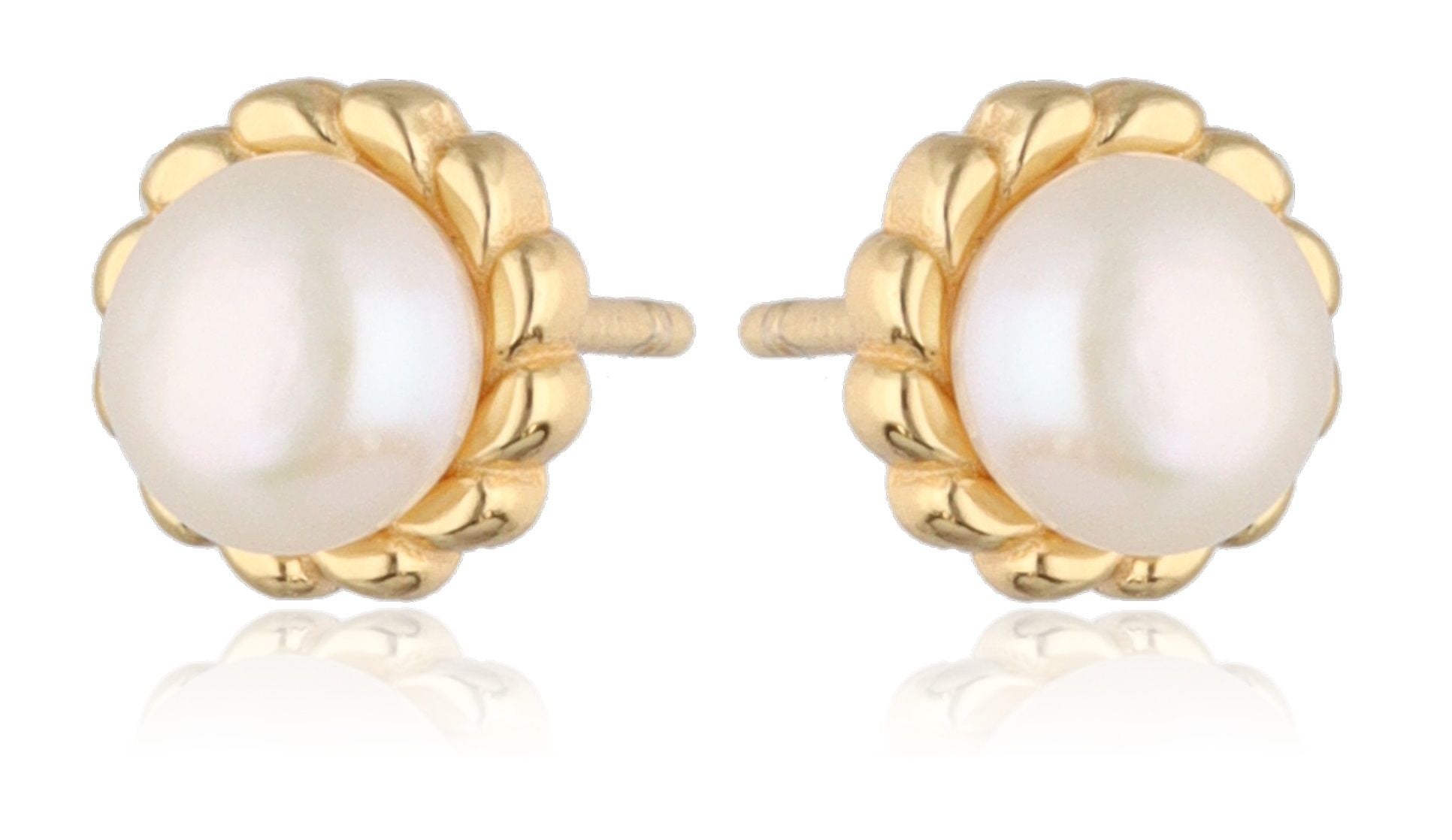Silver Earrings gold plated pearl 7.3m