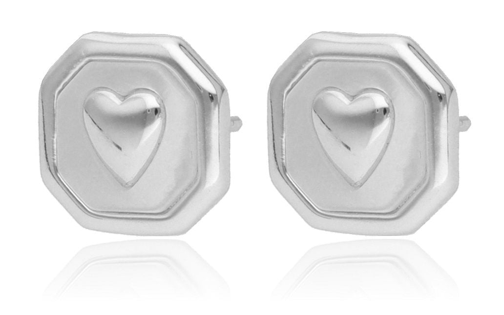 Silver Earrings heart 10m shell