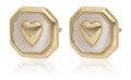 Silver Earrings gold plated heart 10m shell
