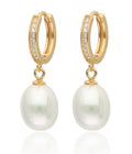 Silver Earrings gold plated pearl 12.8